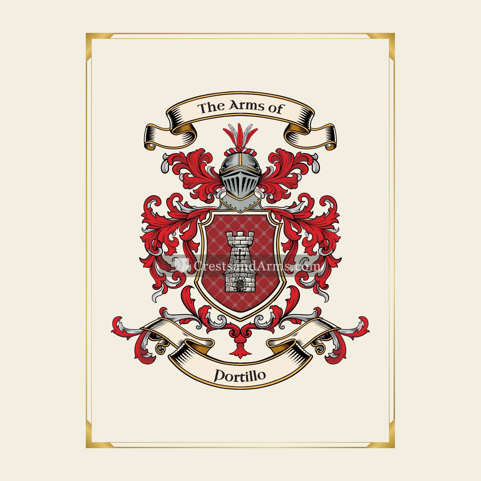 With gold border