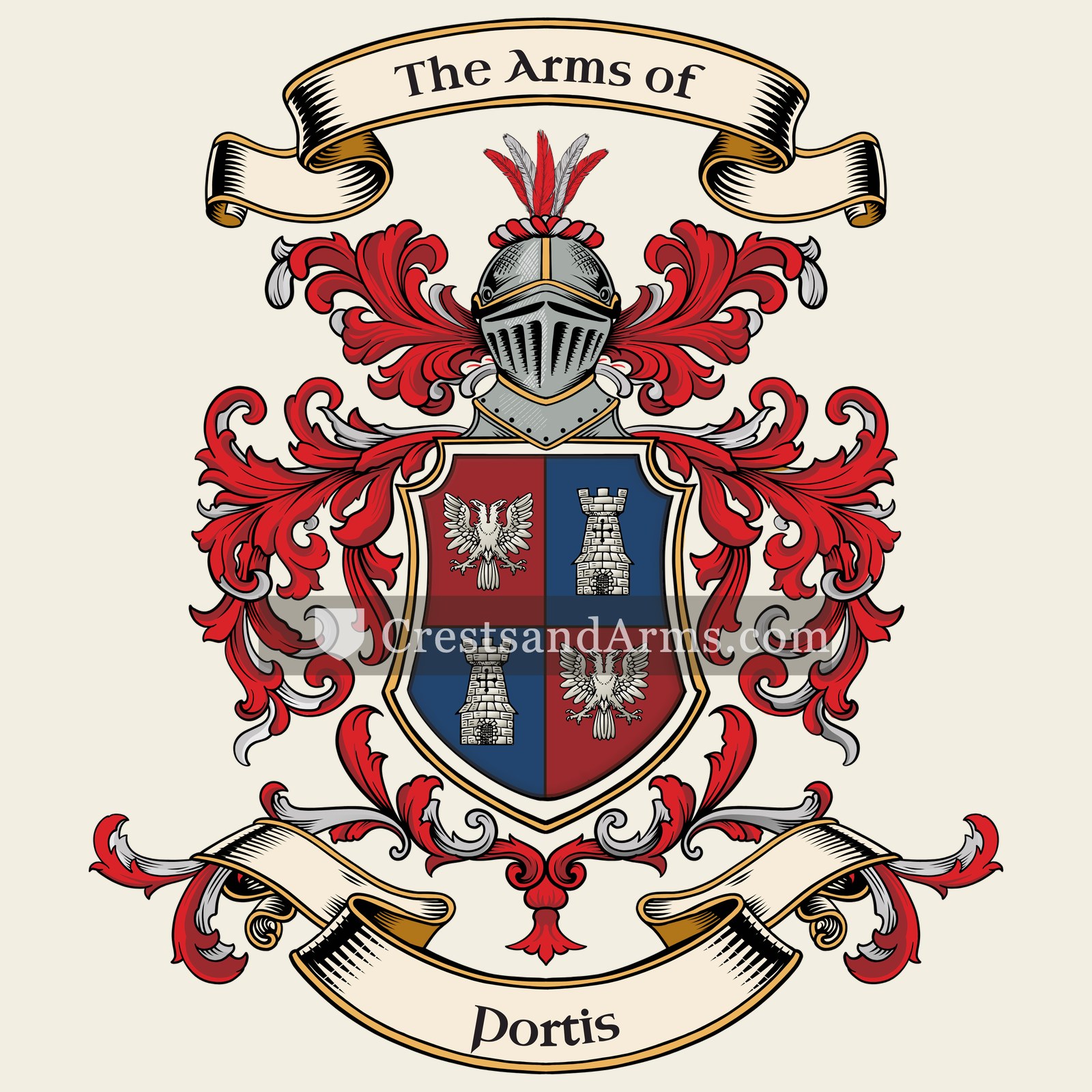 The Portis coat of arms, drawn from the recorded blazon