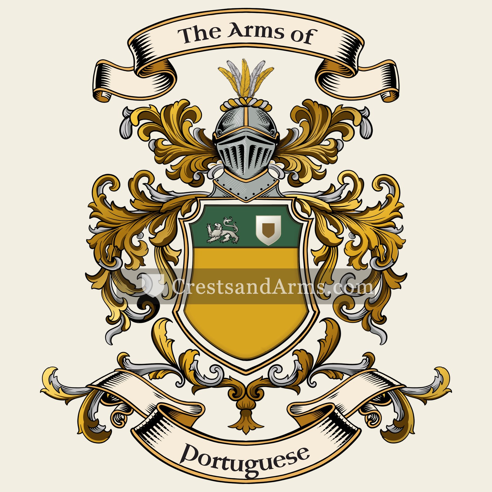 The Portuguese coat of arms, drawn from the recorded blazon