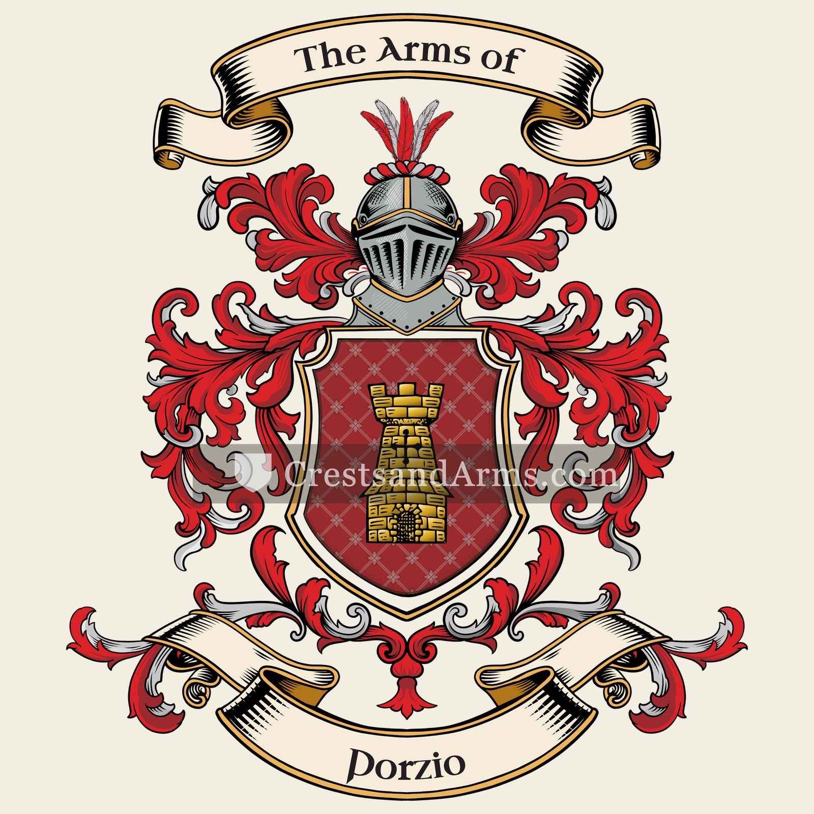 The Porzio coat of arms, drawn from the recorded blazon