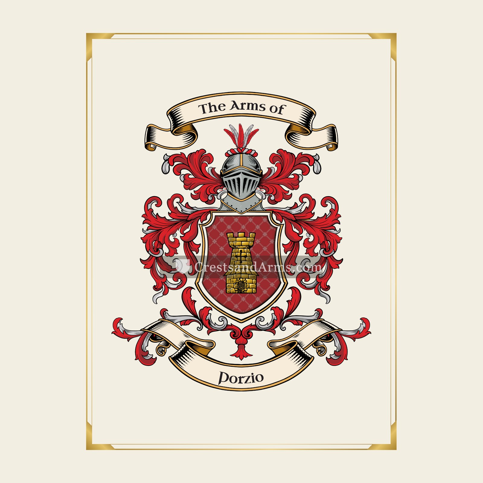 With gold border