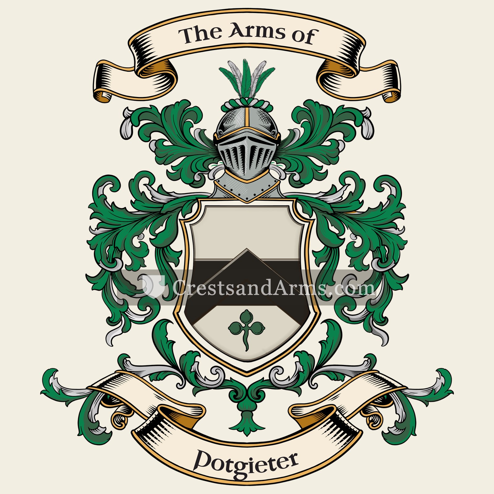 The Potgieter coat of arms, drawn from the recorded blazon