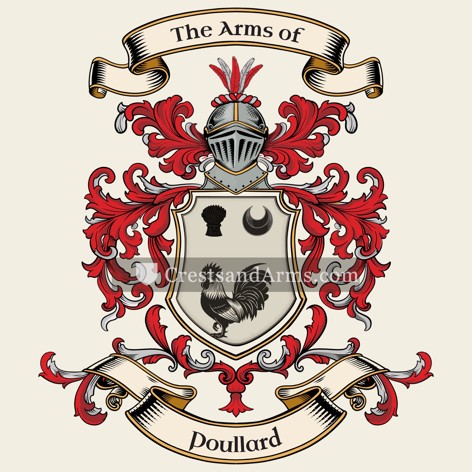 The Poullard coat of arms, drawn from the recorded blazon