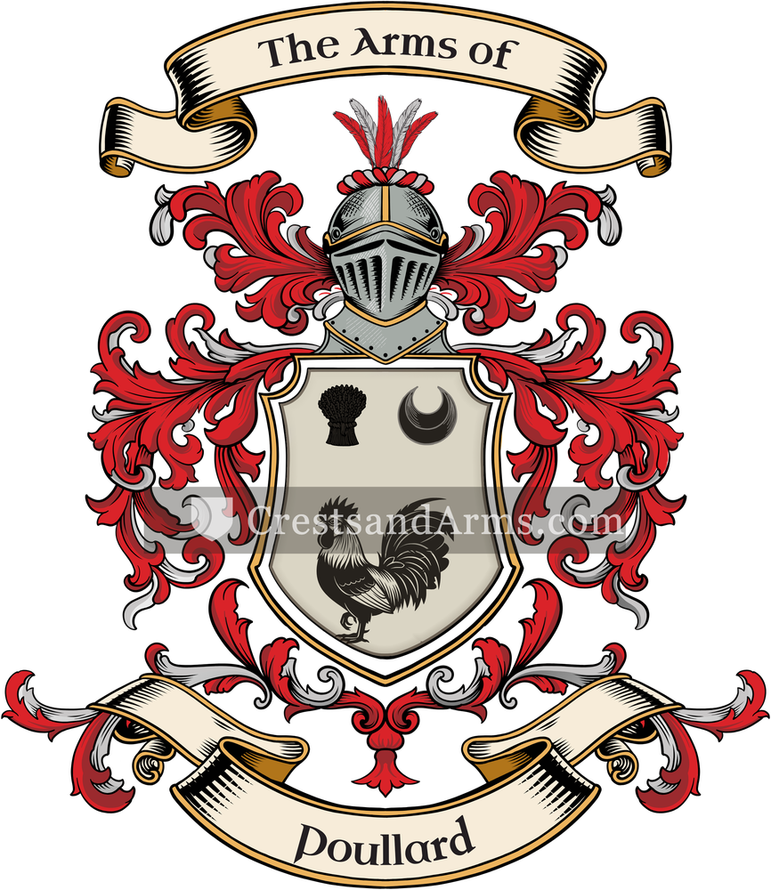 The Poullard coat of arms, drawn from the recorded blazon