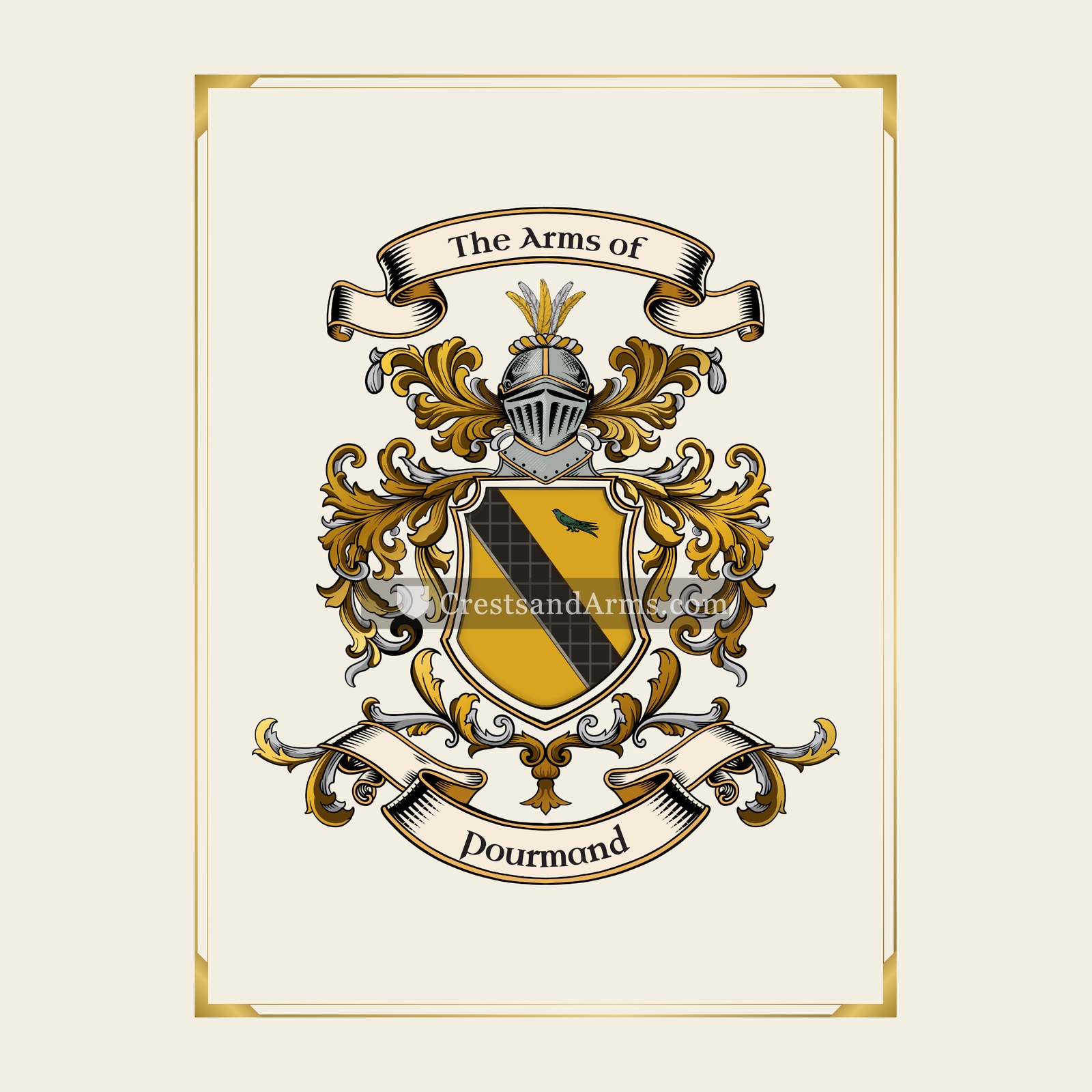 With gold border