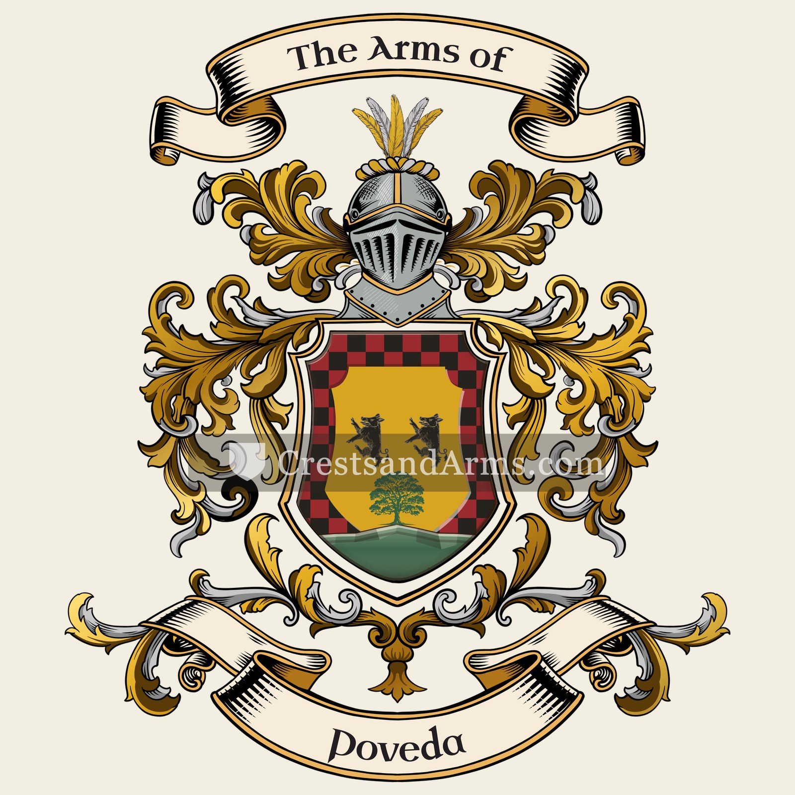 The Poveda coat of arms, drawn from the recorded blazon