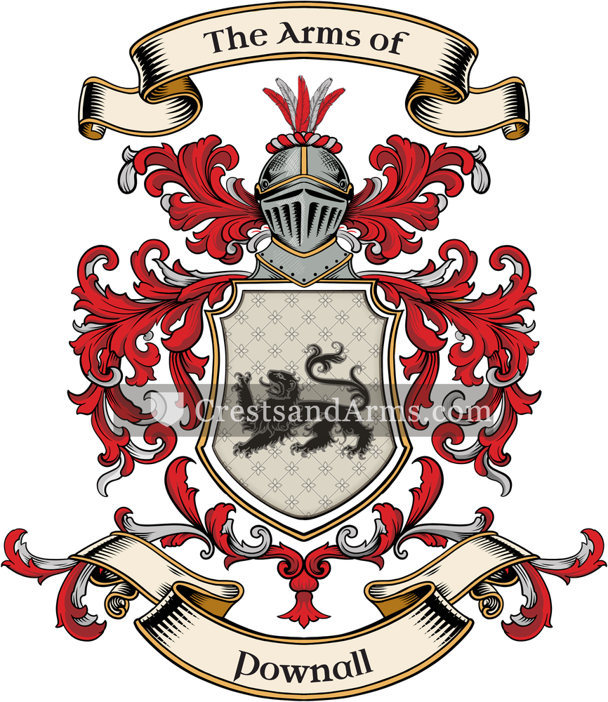 The Pownall coat of arms, drawn from the recorded blazon