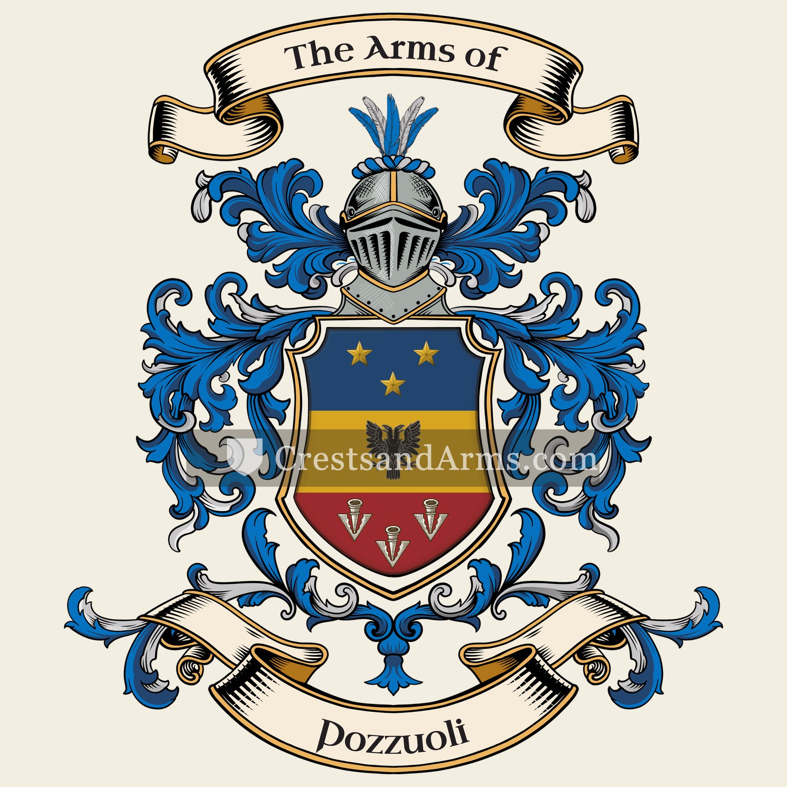 The Pozzuoli coat of arms, drawn from the recorded blazon