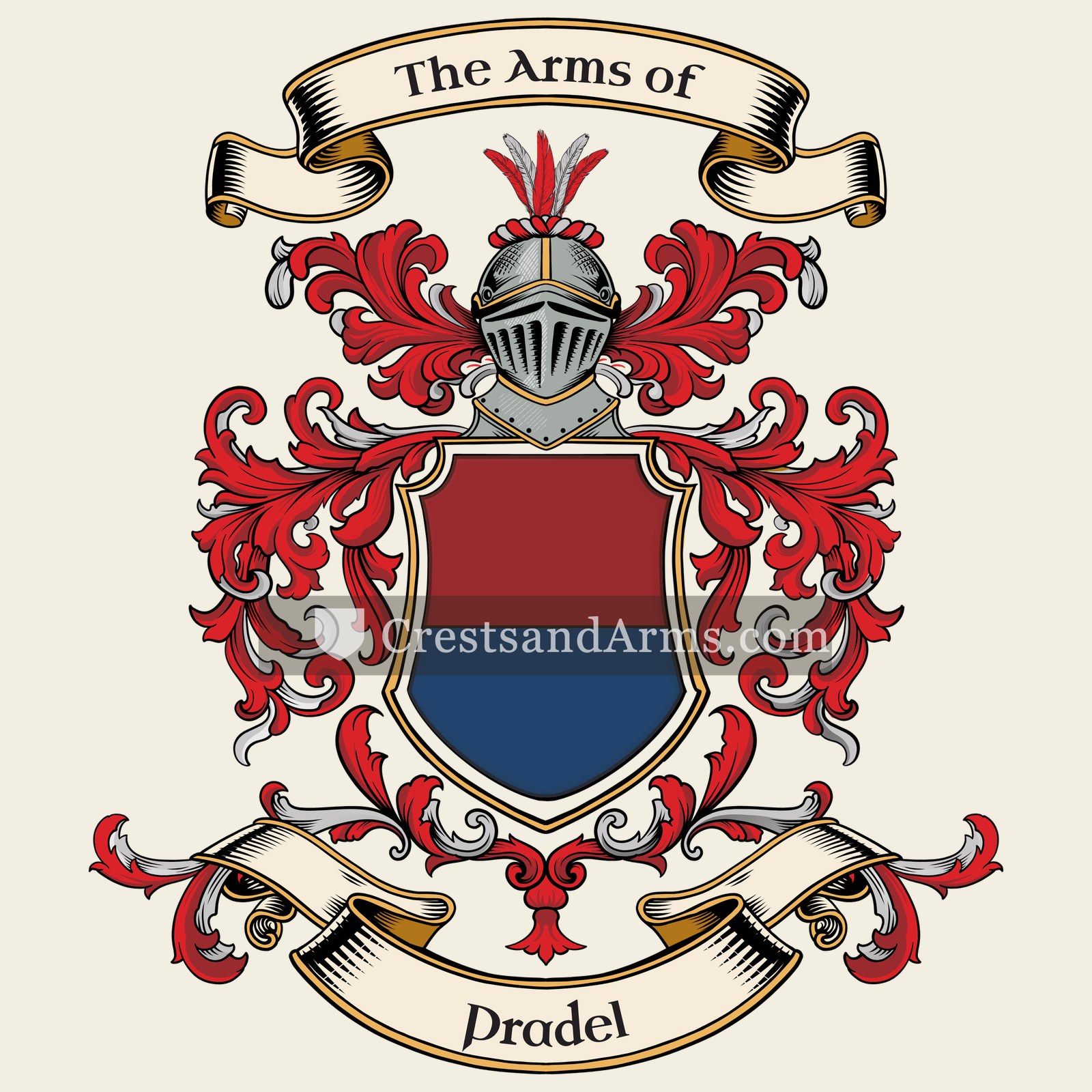 The Pradel coat of arms, drawn from the recorded blazon