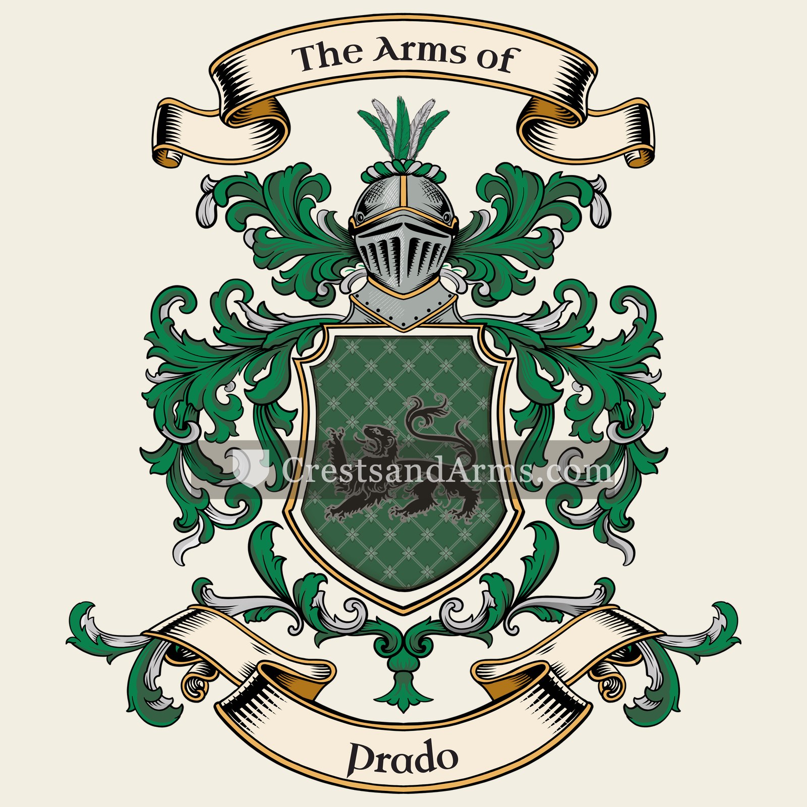 The Prado coat of arms, drawn from the recorded blazon