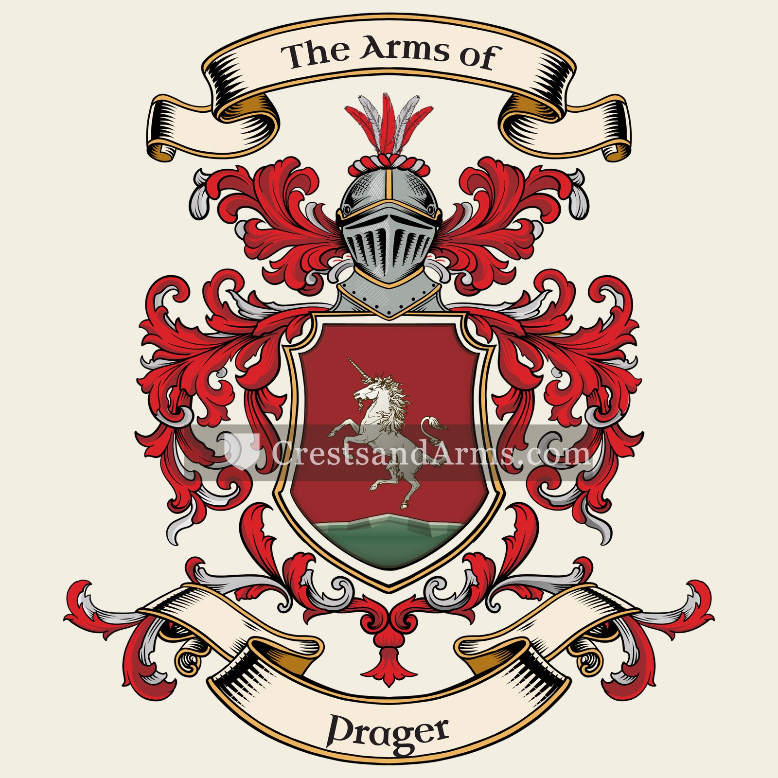 The Prager coat of arms, drawn from the recorded blazon
