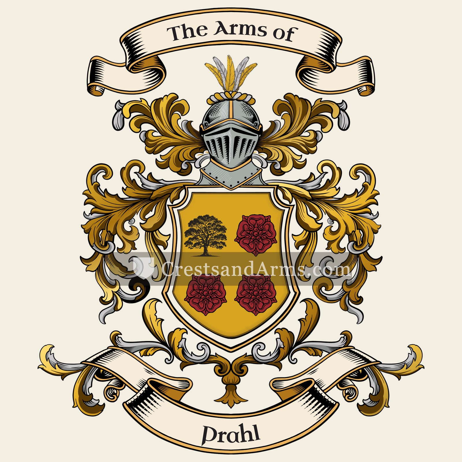The Prahl coat of arms, drawn from the recorded blazon