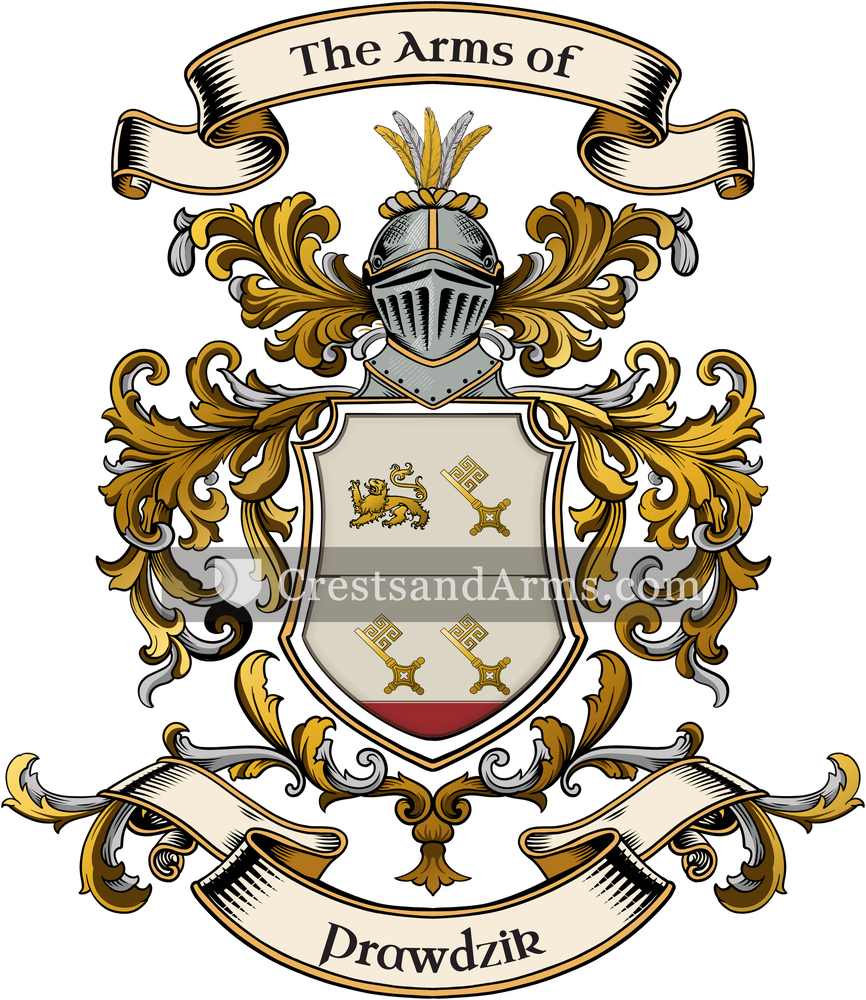 The Prawdzik coat of arms, drawn from the recorded blazon