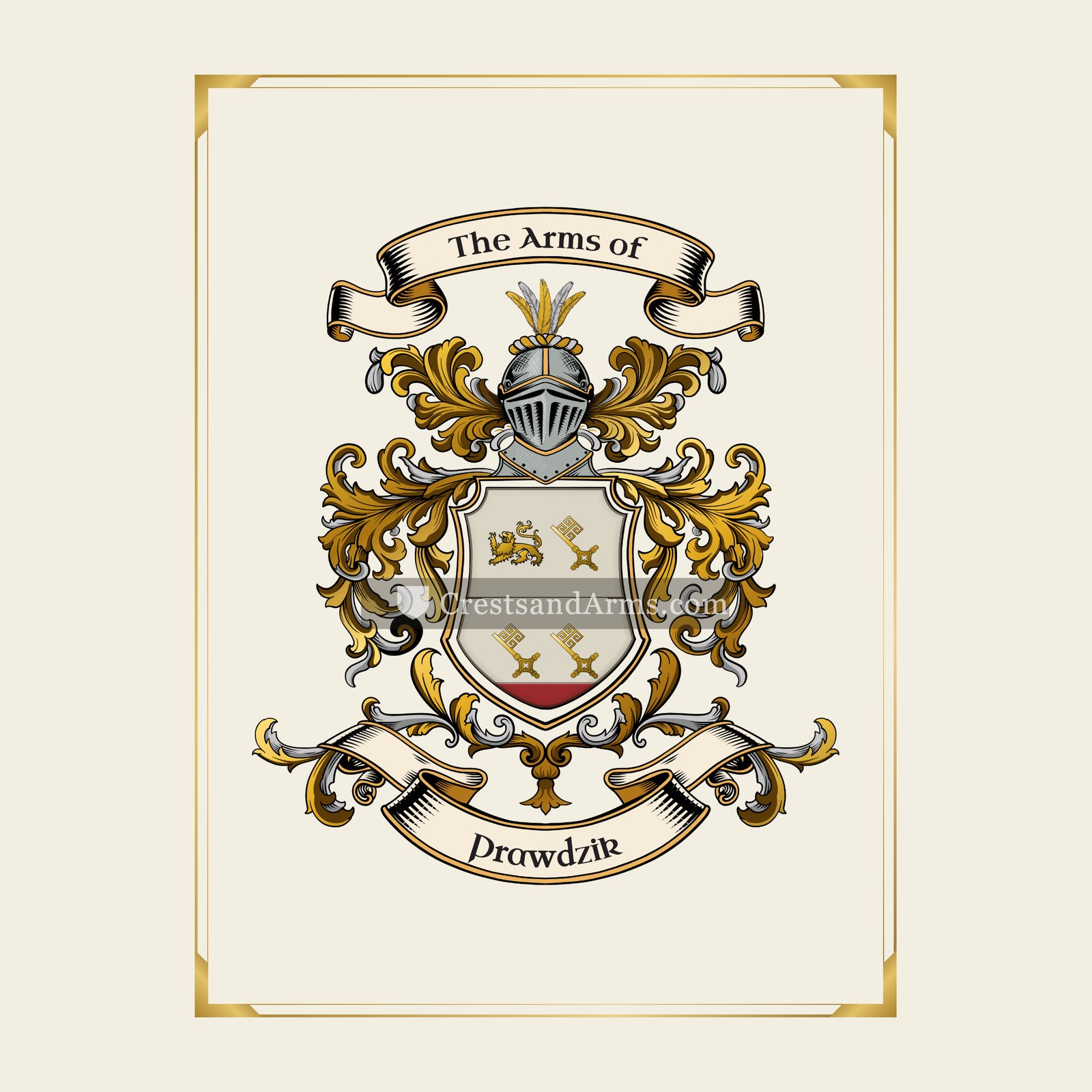 With gold border
