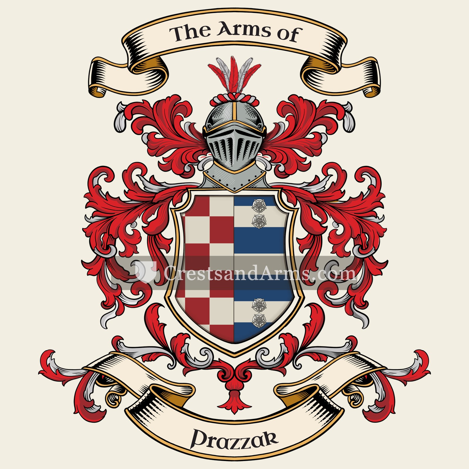 The Prazzak coat of arms, drawn from the recorded blazon