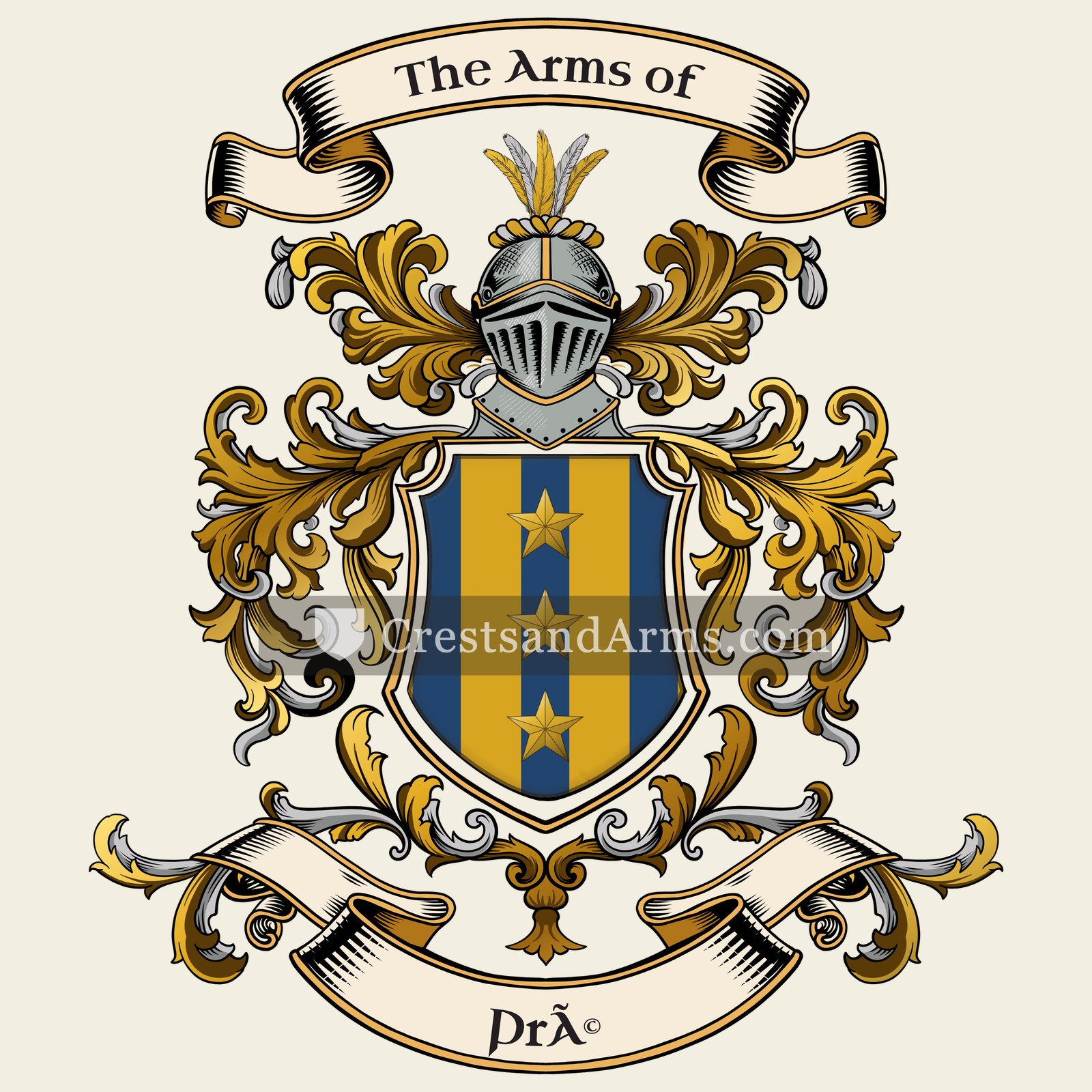 The Pré coat of arms, drawn from the recorded blazon