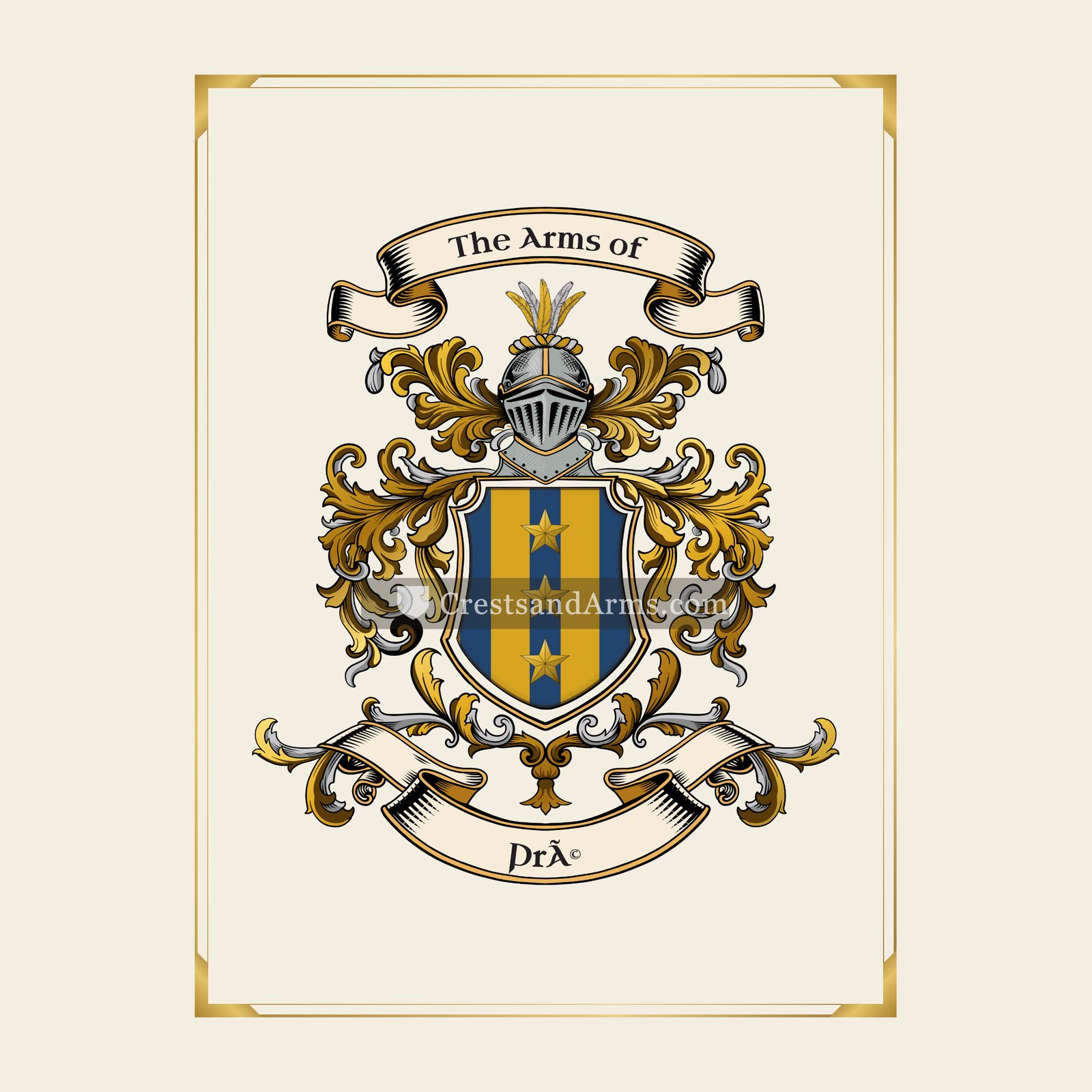 With gold border