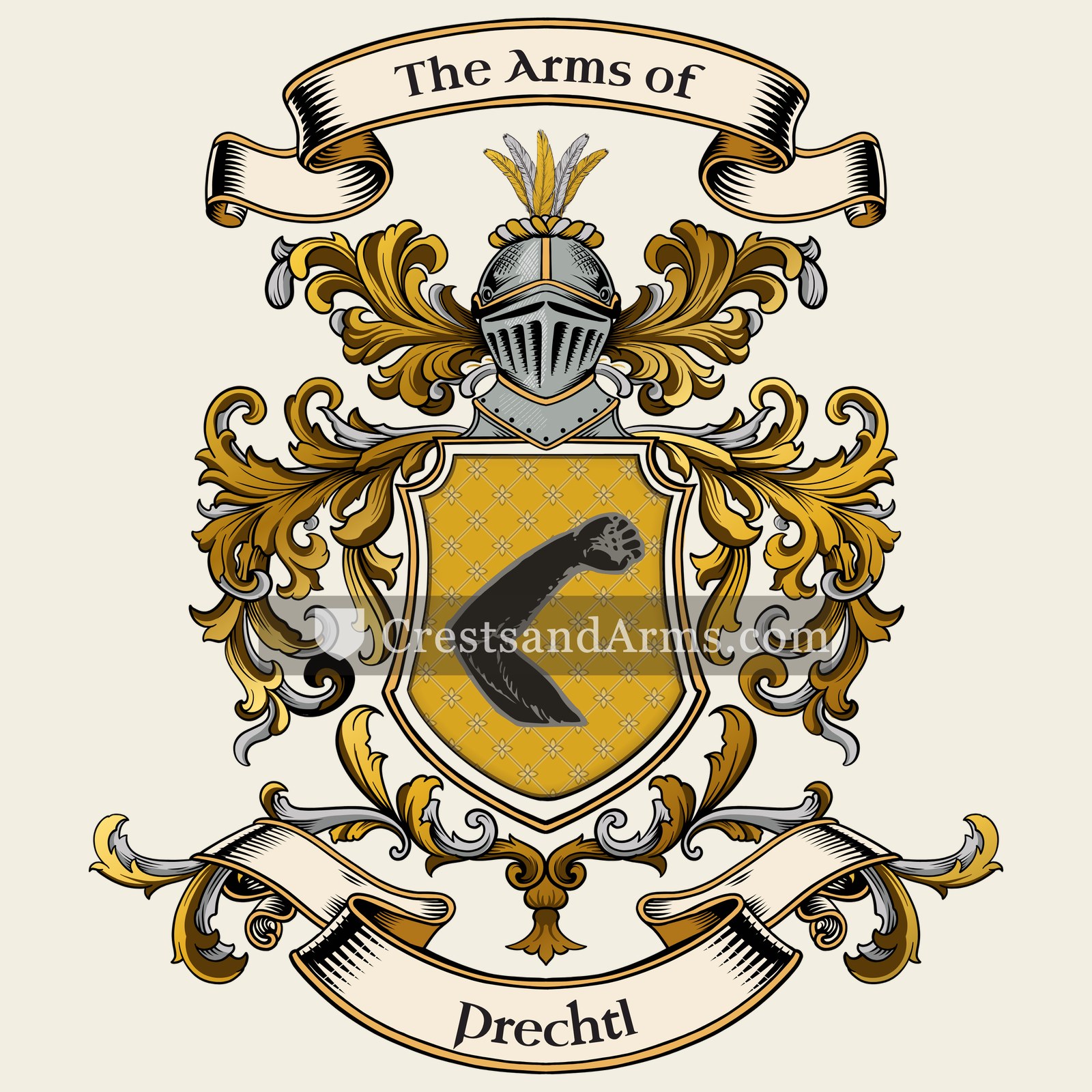The Prechtl coat of arms, drawn from the recorded blazon