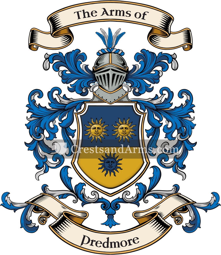 The Predmore coat of arms, drawn from the recorded blazon