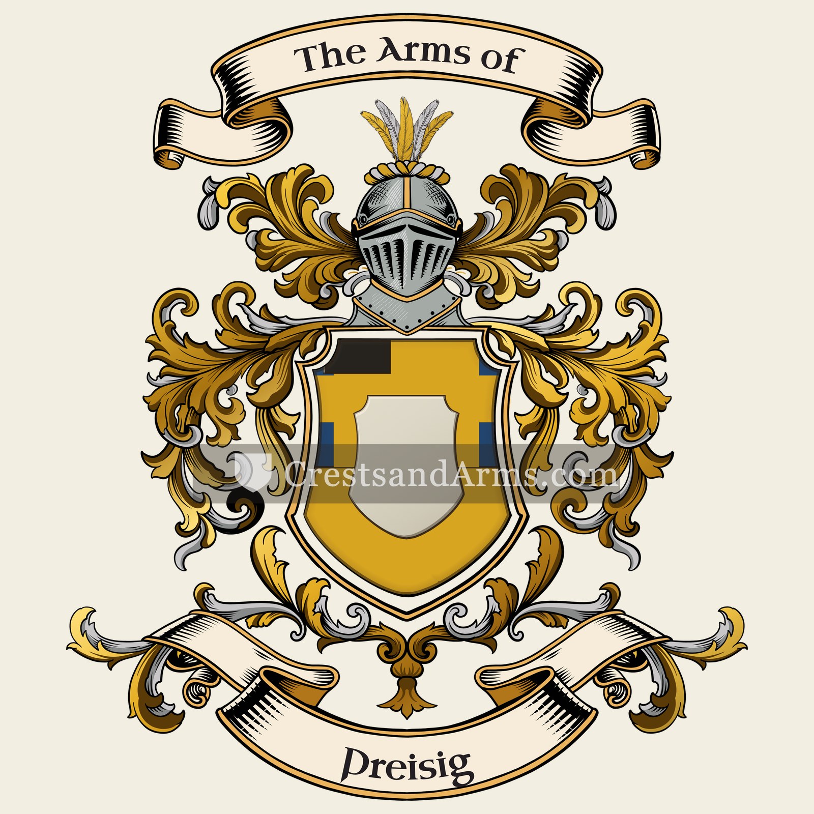 The Preisig coat of arms, drawn from the recorded blazon