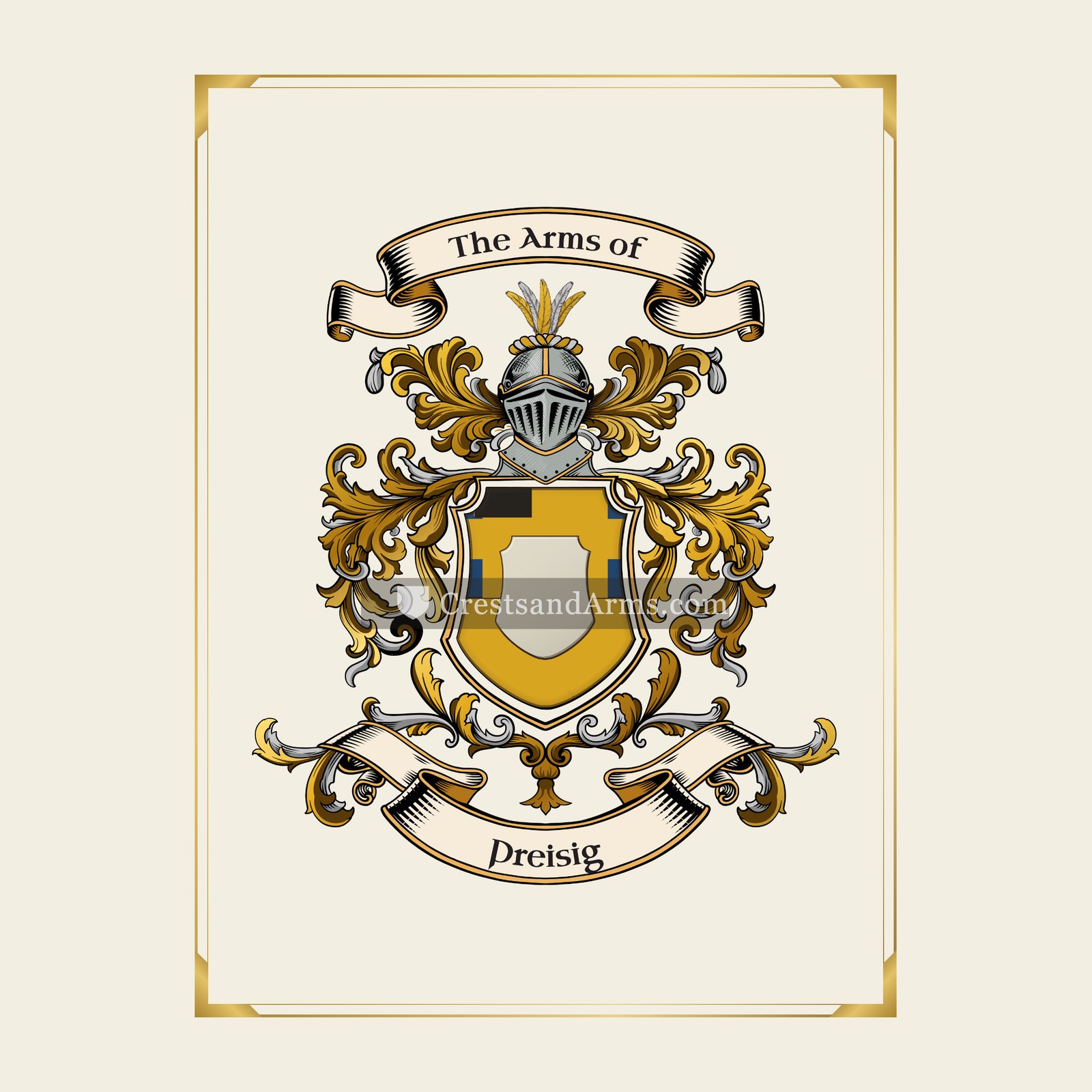 With gold border
