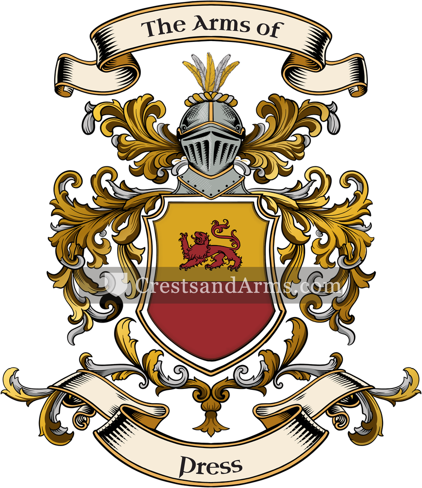 The Press coat of arms, drawn from the recorded blazon