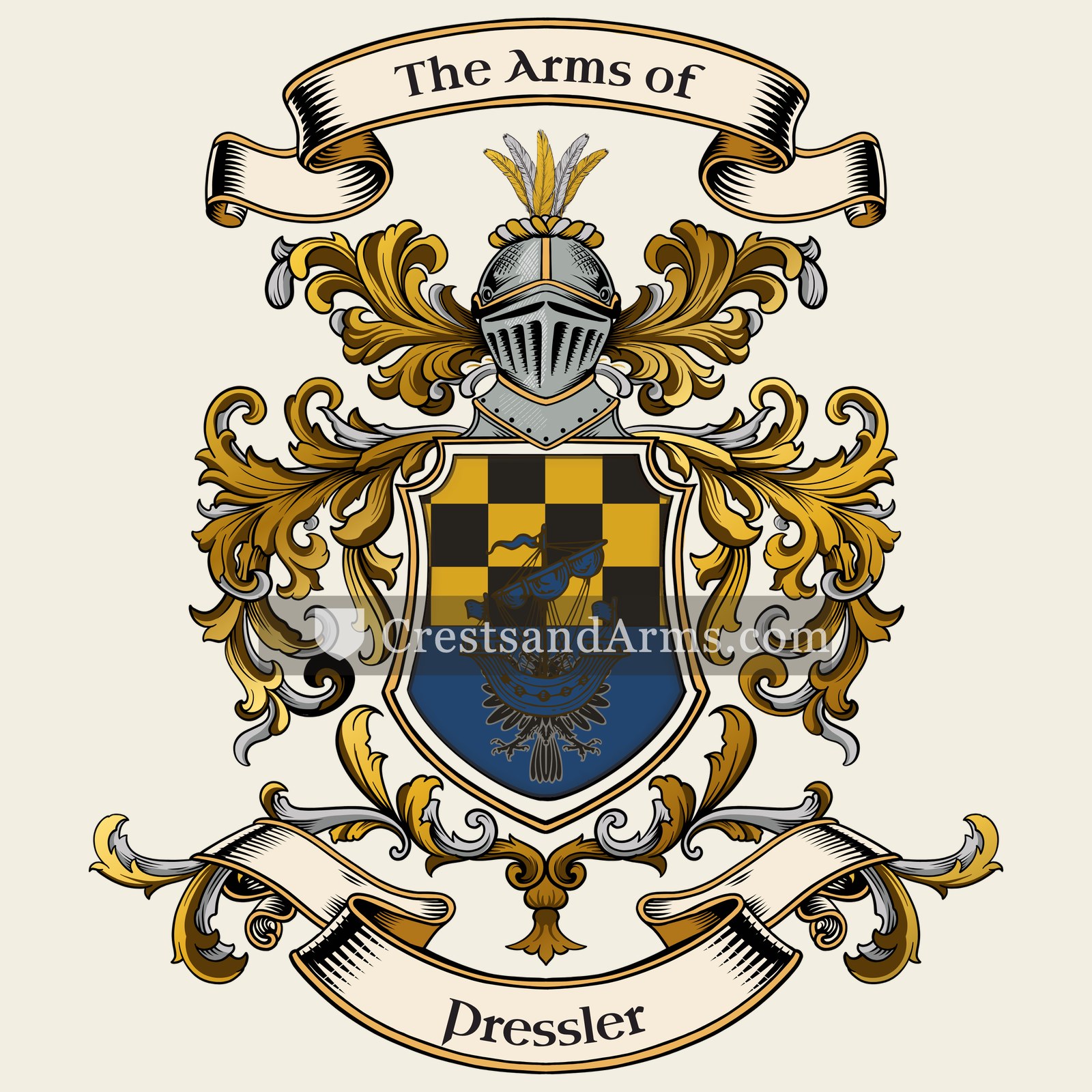 The Pressler coat of arms, drawn from the recorded blazon