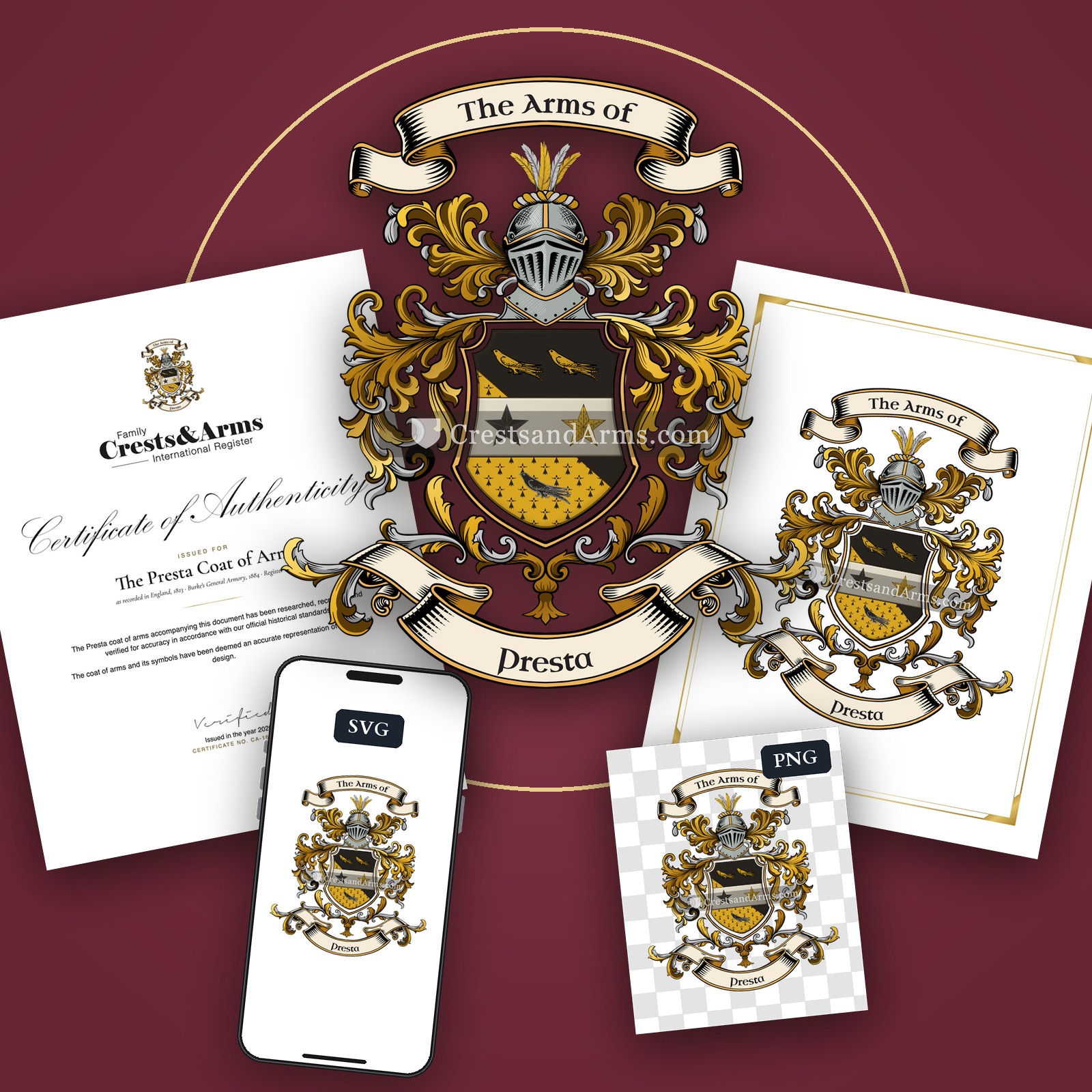 The Presta arms on the coat of arms — digital pack