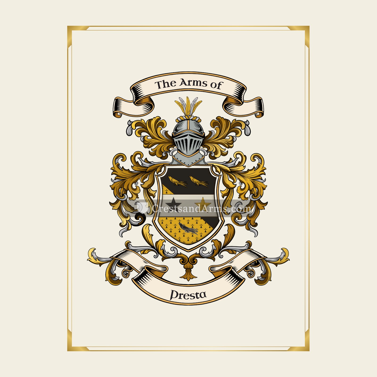 With gold border
