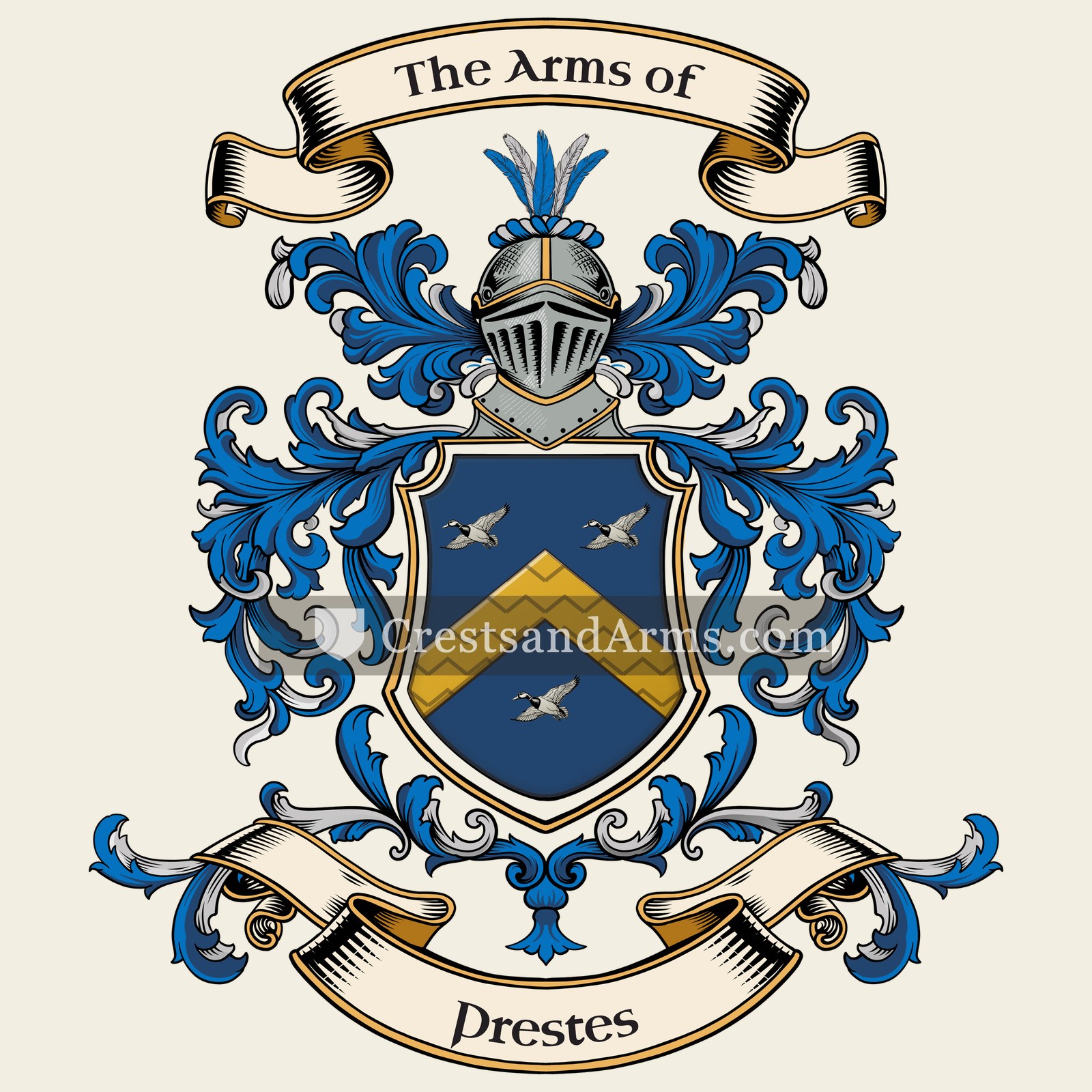 The Prestes coat of arms, drawn from the recorded blazon