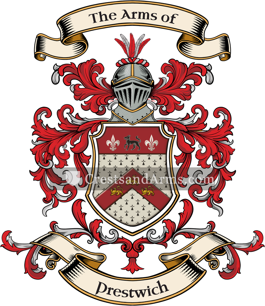 The Prestwich coat of arms, drawn from the recorded blazon