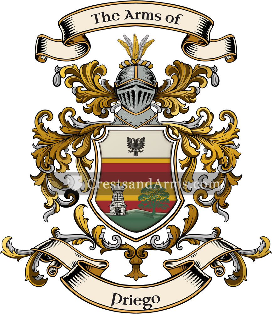 The Priego coat of arms, drawn from the recorded blazon