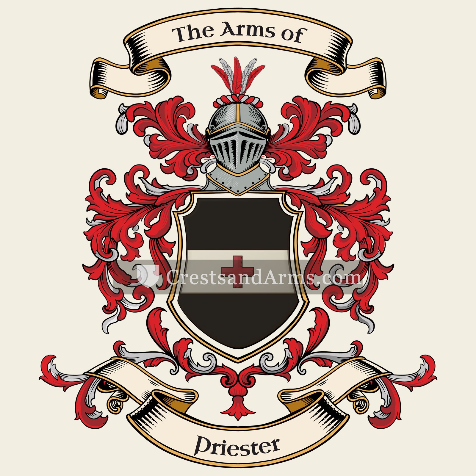 The Priester coat of arms, drawn from the recorded blazon