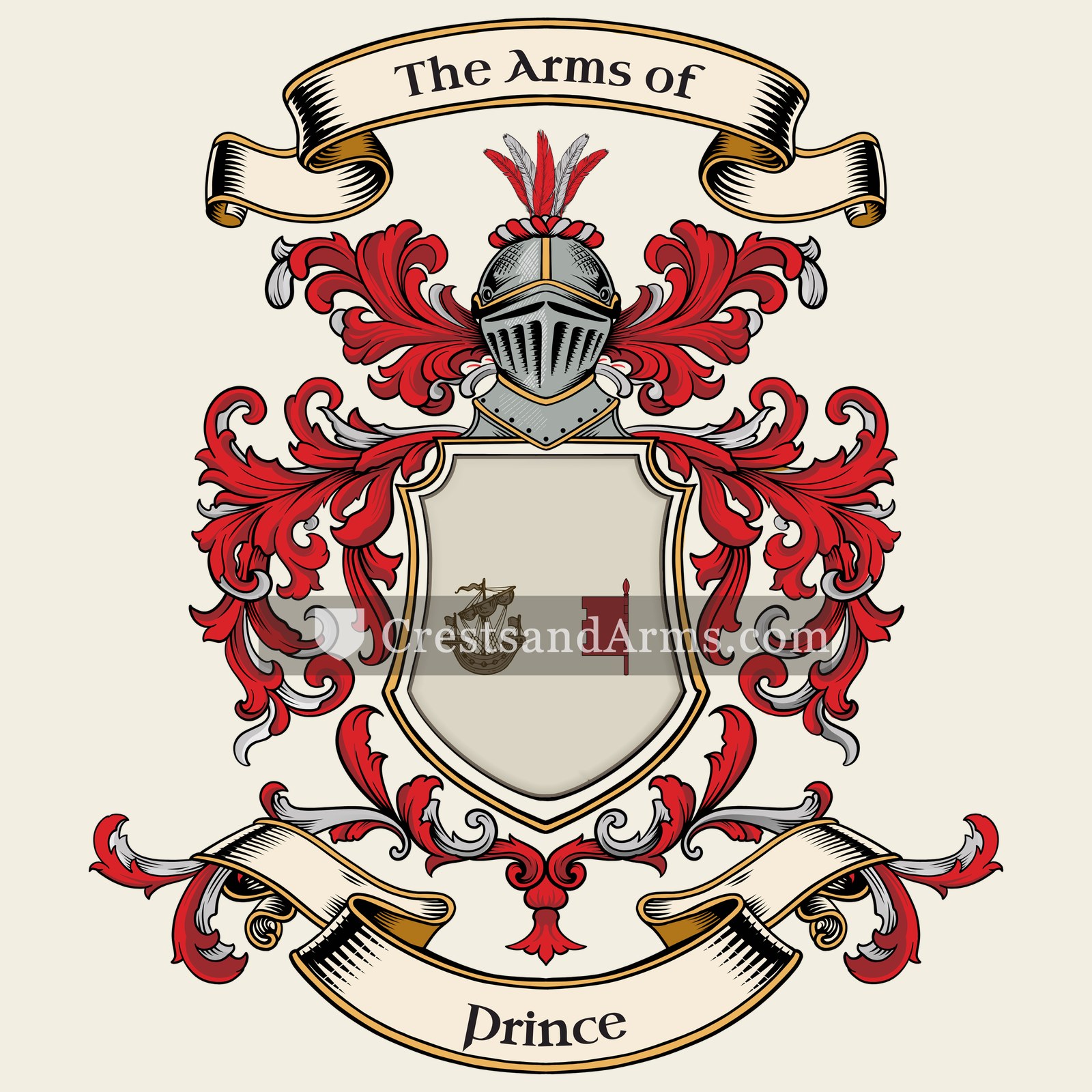 The Prince coat of arms, drawn from the recorded blazon