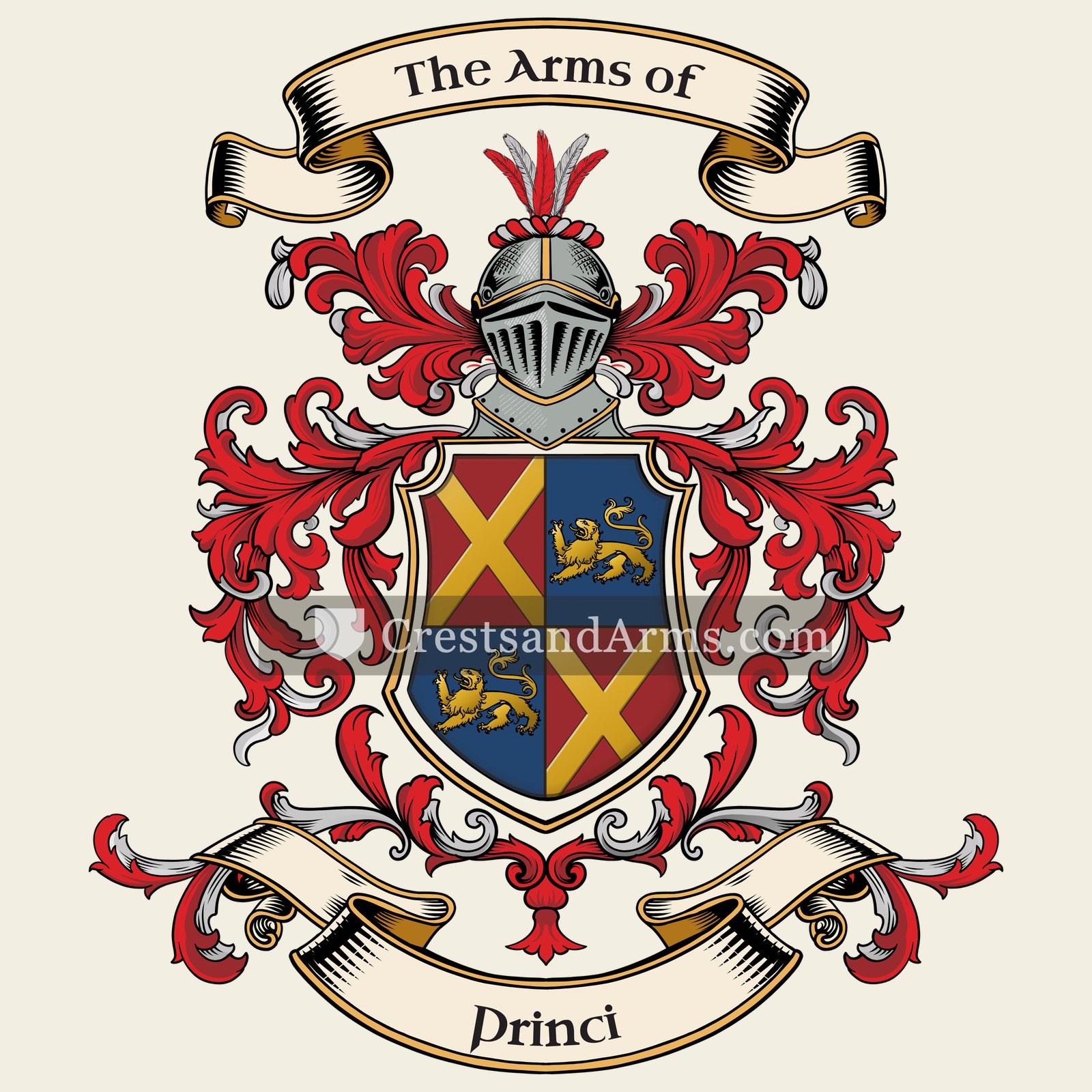 The Princi coat of arms, drawn from the recorded blazon