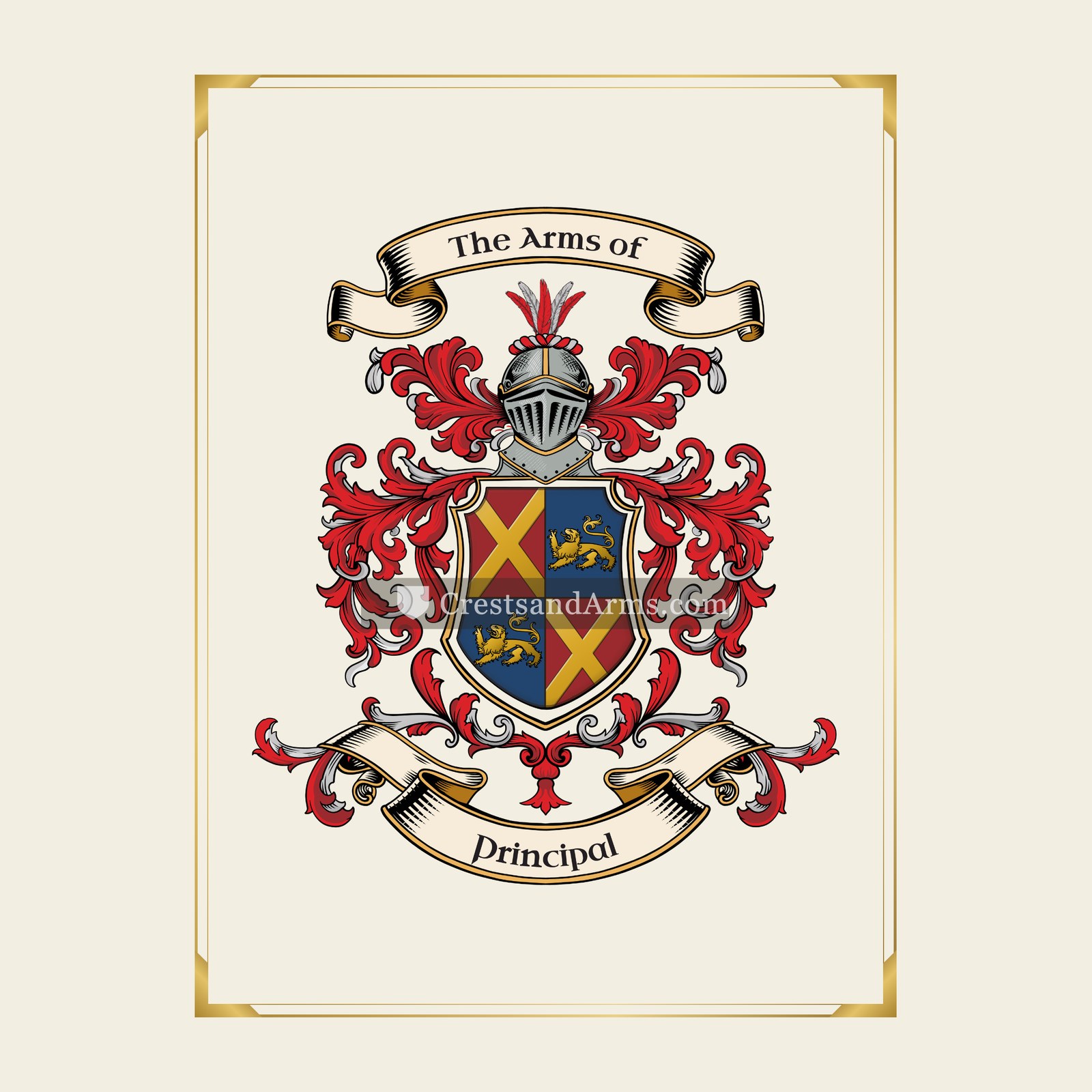 With gold border
