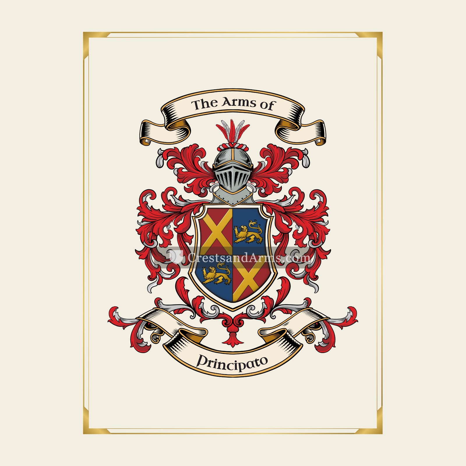 With gold border