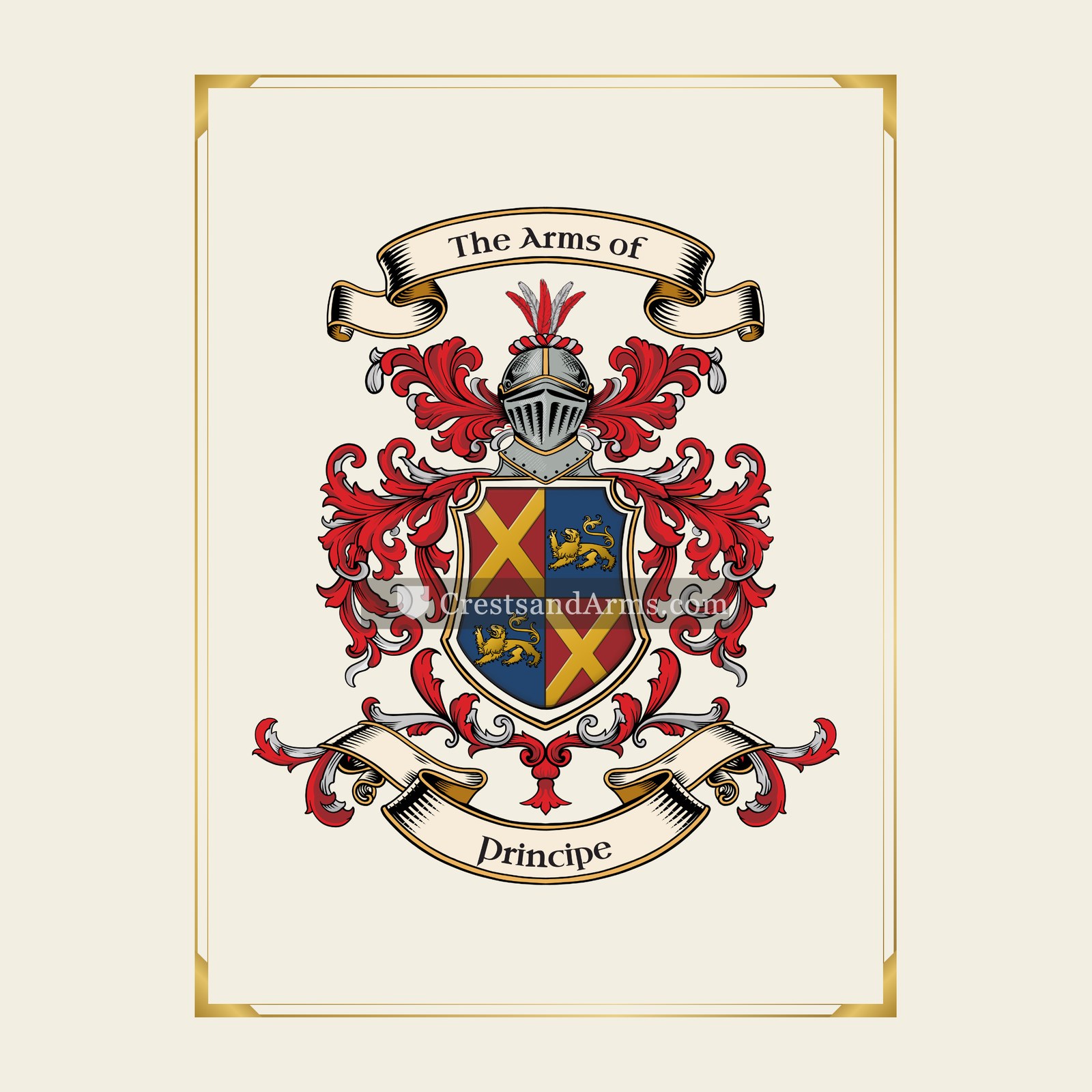 With gold border