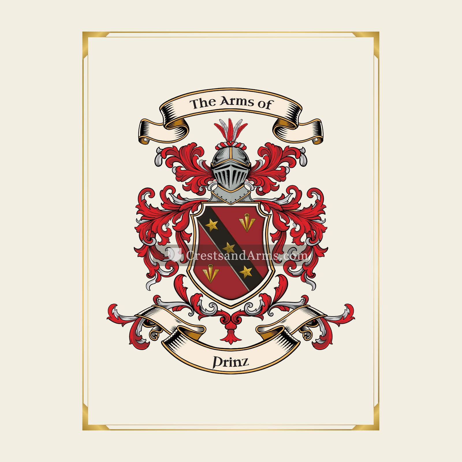 With gold border
