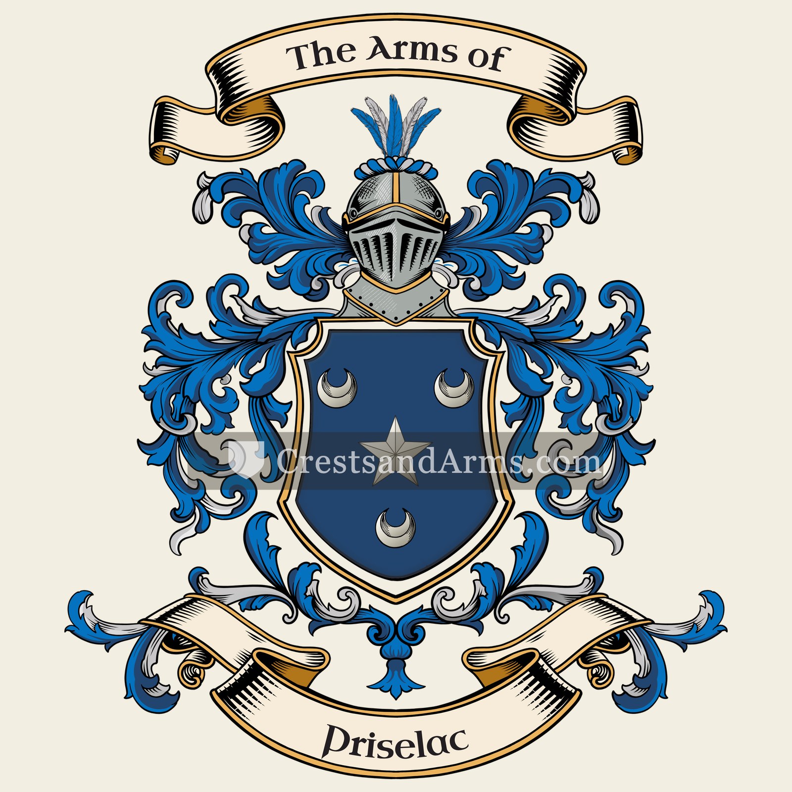 The Priselac coat of arms, drawn from the recorded blazon