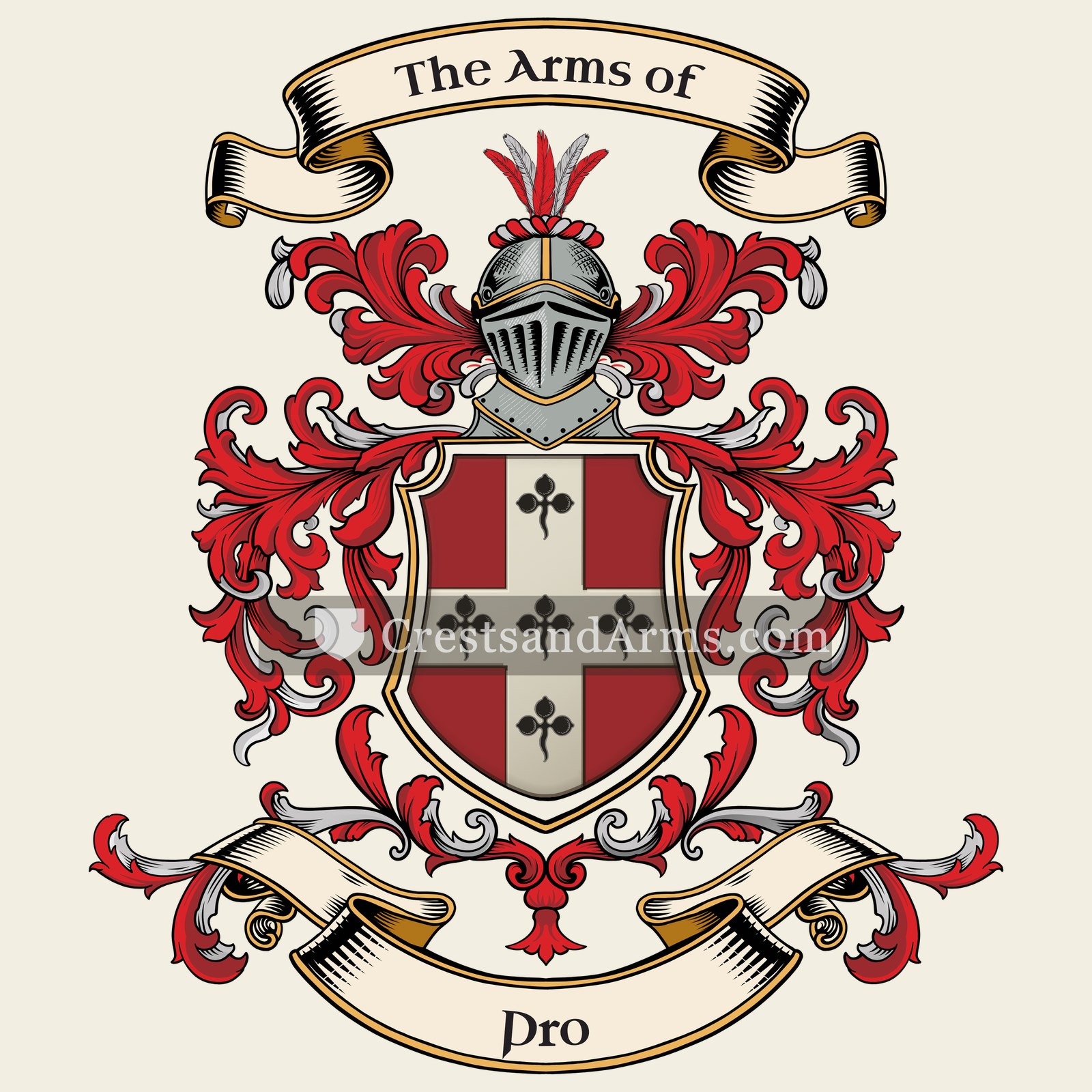 The Pro coat of arms, drawn from the recorded blazon