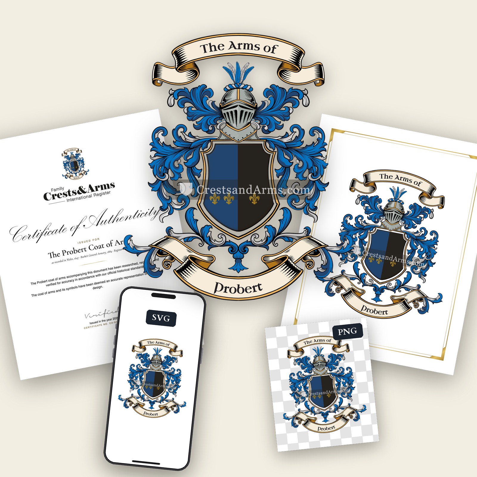 The Probert arms on the coat of arms — digital pack
