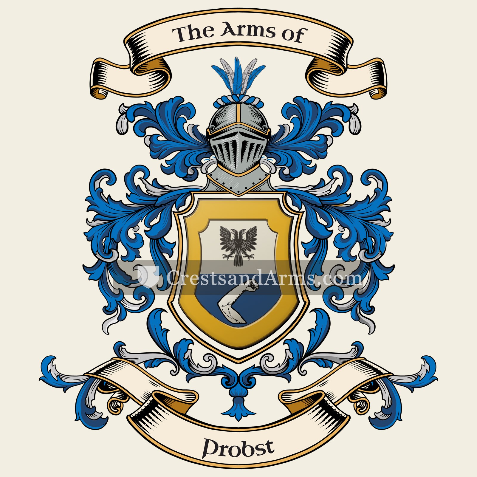 The Probst coat of arms, drawn from the recorded blazon