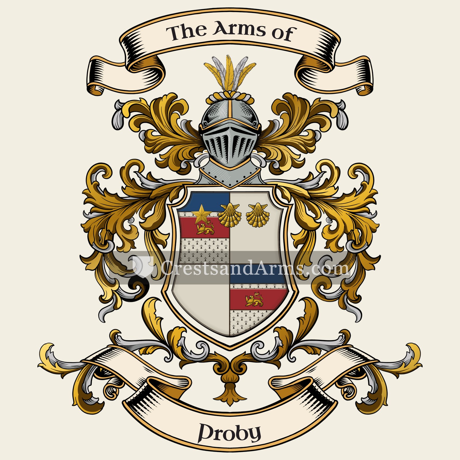 The Proby coat of arms, drawn from the recorded blazon