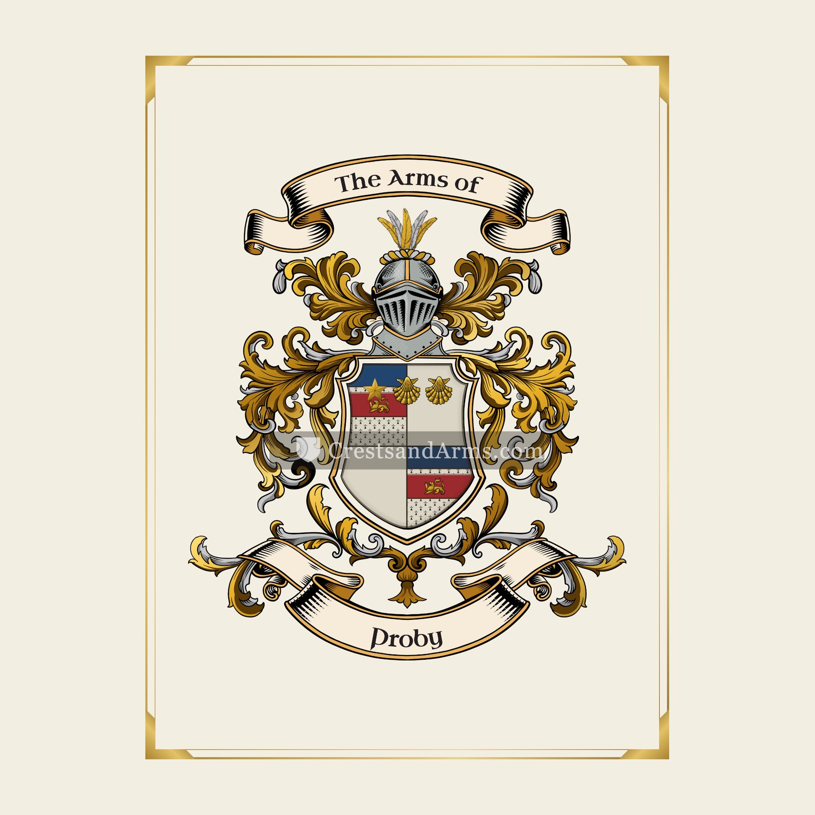 With gold border