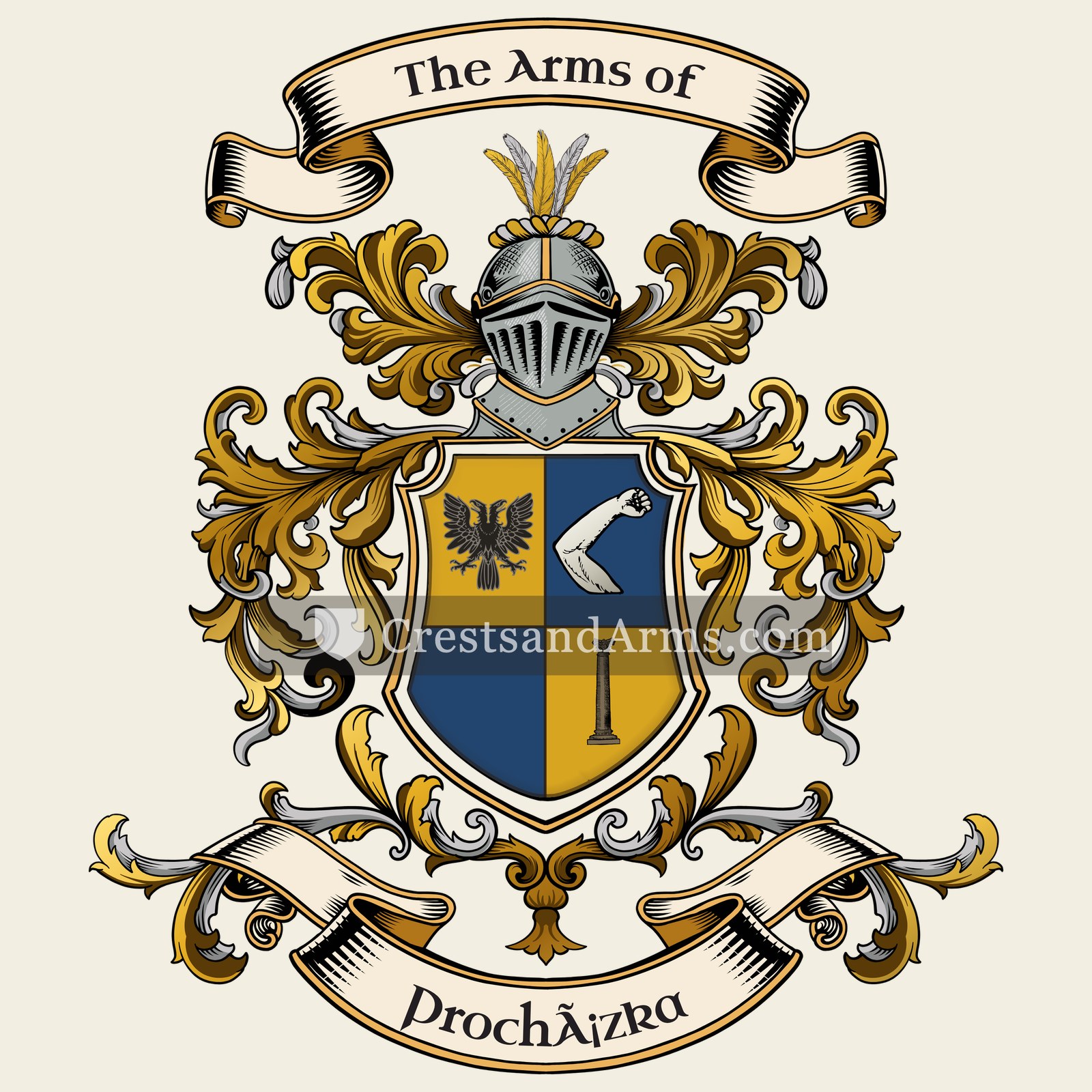 The Procházka coat of arms, drawn from the recorded blazon