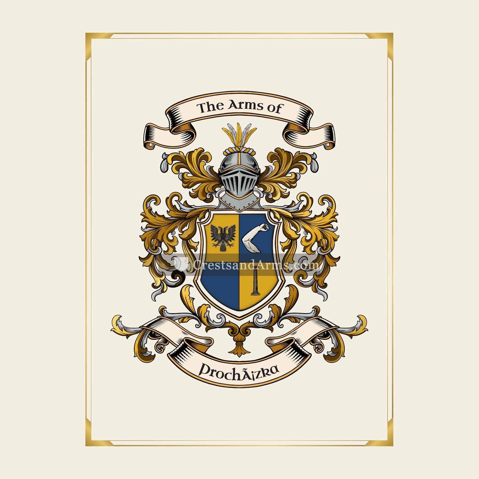 With gold border