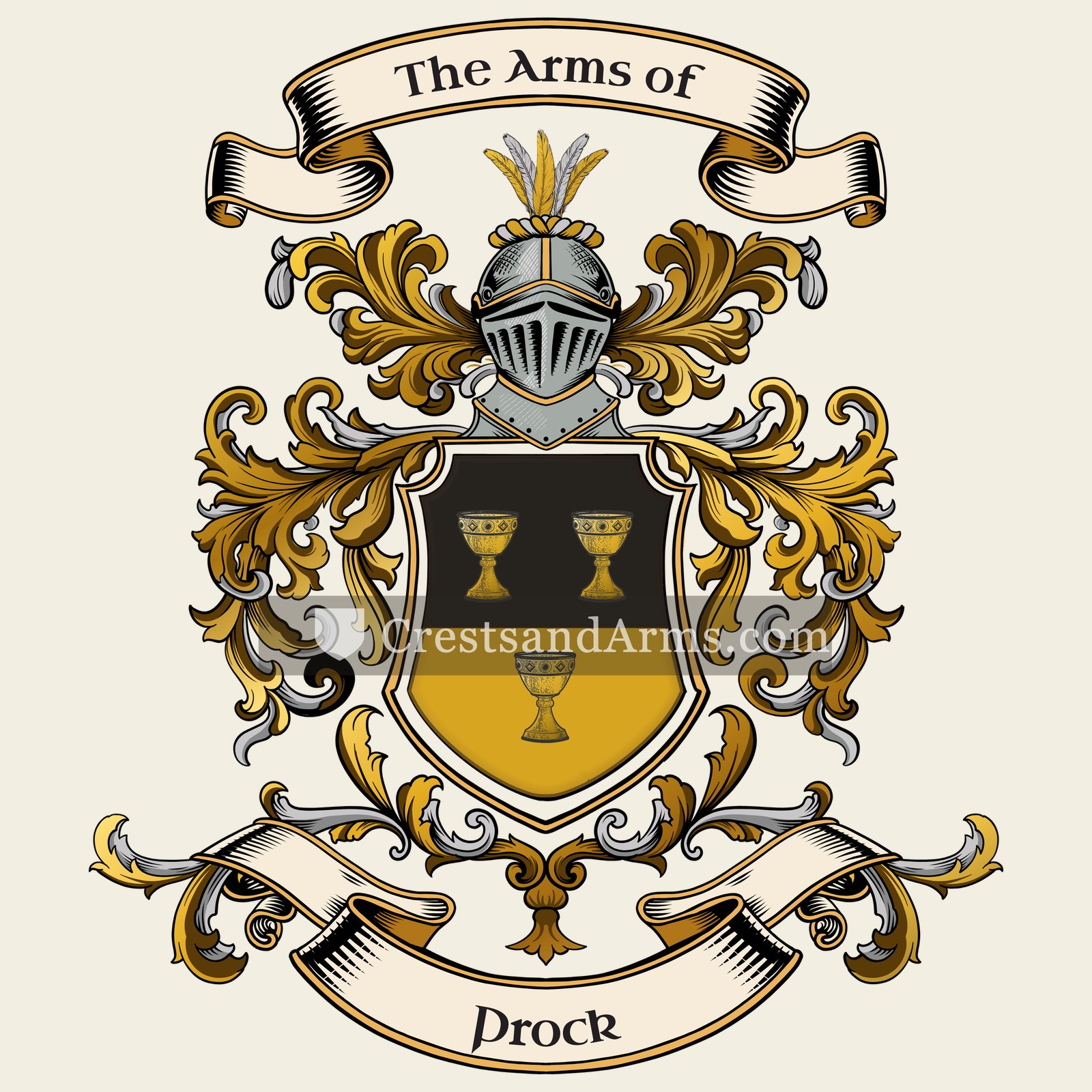 The Prock coat of arms, drawn from the recorded blazon