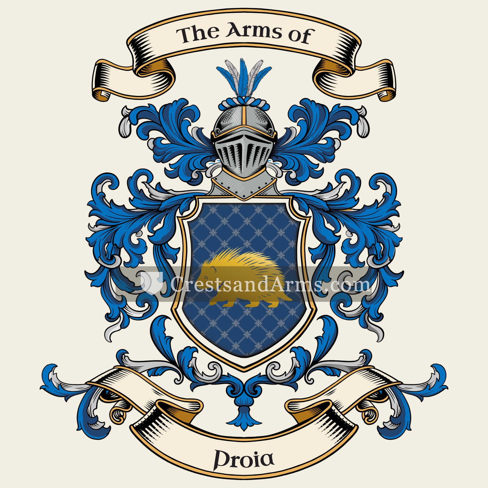 The Proia coat of arms, drawn from the recorded blazon