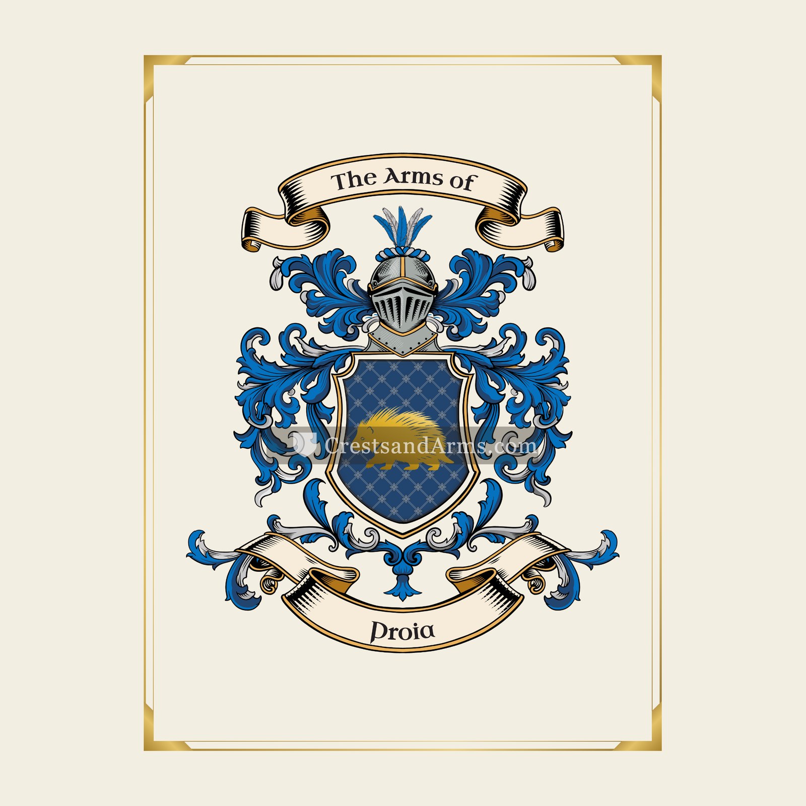 With gold border